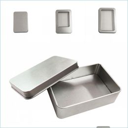 Opbergdozen Bins Metalen Opslag Gevallen Rec Open Venster Tin Doos Diy PLated Sier 10.7x7x3cm Kisten Portable Duurzaam 1 35LP G2 Drop DE DH0VH