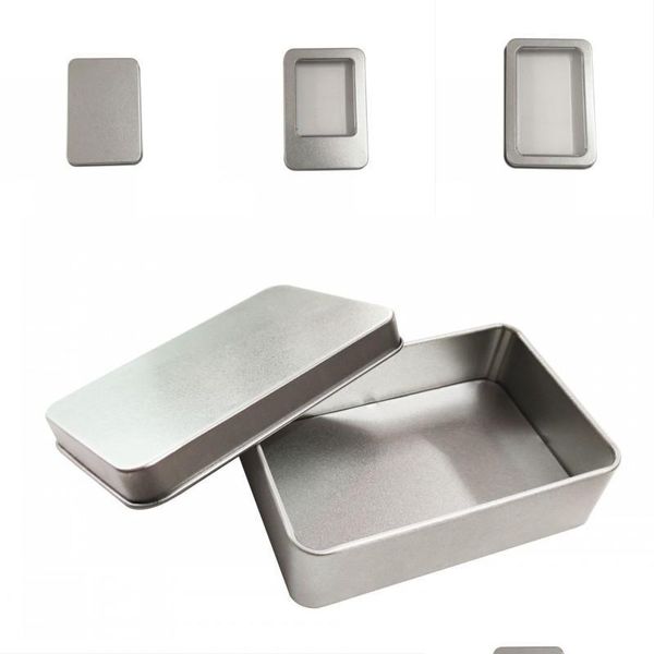 Cajas de almacenamiento Bins Cestros de almacenamiento de metal REC Ventana abierta Caja de hojalata Diy Sier 10.7x7x3cm Casillos portátiles duradero 1 35LP G2 Drop Dhozo