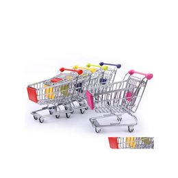 Opbergdozen Bins Mini Supermarket Shop Cart Cart Tolley Toy Creative Phone Pen Organizer Box Collect Tools For Kids Children Toys GI DHSXF