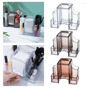 Opbergdozen Bins Multifunctionele Clear Cosmetics Organizer Doos Waterdicht display Compartiment Design voor katoenen pads badkamer slaapkamer