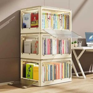 Opslagboxen Bins Multi Functional Home Storage Organisator Doos opvouwbaar boek Stapelbaar speelgoed Snack Clothing Container Q240506