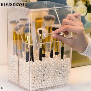 Opbergdozen Bins Multi-Style PS Acryl Make-up Organizer Cosmetische houder Borstel Tools Opslag Parels Doos Accessory Case met Cover Container 230321