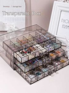 Cajas de almacenamiento Bins Caja de almacenamiento de esmalte acrílico Cajón transparente Pantalla de uñas Organizador Beads Gema Container Vacío de diamantes de diamantes de dianos Q240506