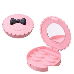 Boîtes de rangement Bacs Nouvelle Fleur Belle Boîte De Faux Cils Maquillage Cosmétique Avec Miroir Organisateur Bownot Beauté Comestics Outil Pla Dhyuy