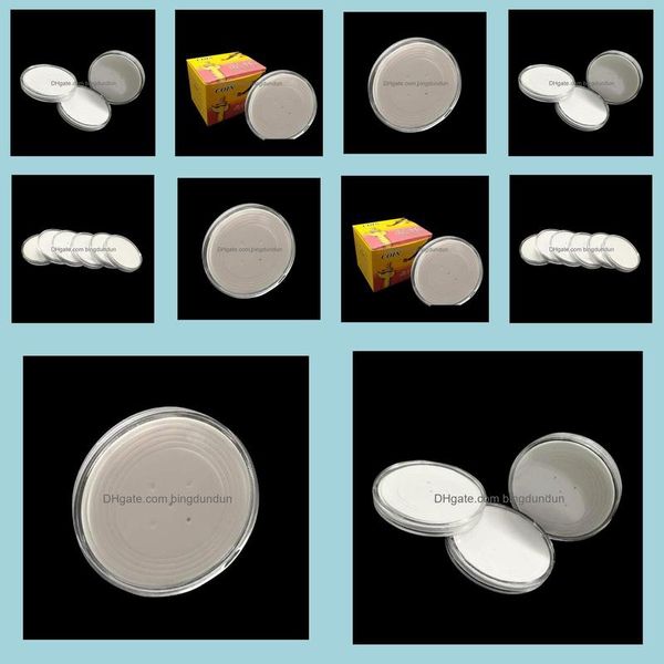 Cajas de almacenamiento Contenedores Cajas de monedas de plástico Titular 70Mm Caja de exhibición de contenedor transparente grande con anillo de almohadilla Sn3417 Entrega de gota Hogar Jardín Dhtin