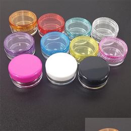 Boîtes de rangement Poubelles Pots cosmétiques en plastique Conteneurs de crème pour le visage pour les yeux vides Stockage à fond rond Boîtier transparent Différentes couleurs 0 13 Dhofx