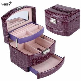 Opbergdozen bakken draagbare pu lederen sieraden verpakking make -up organisator automatische container kast vrouwen cosmetische mand 220830