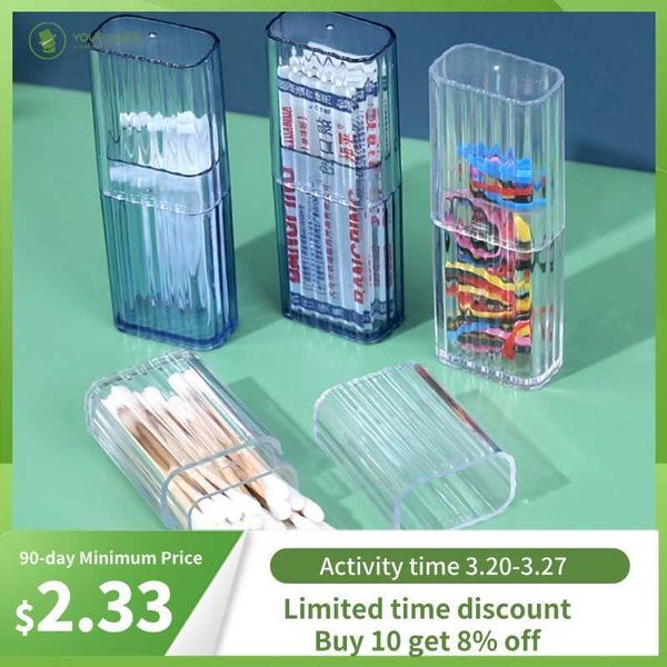 Boîtes de rangement Poubelles Portable Transparent Mini Boîte De Rangement Voyage Cure-dents Boîte De Coton-tige Simple Petit Objet Band-aid ification Boîte De Finition P230324