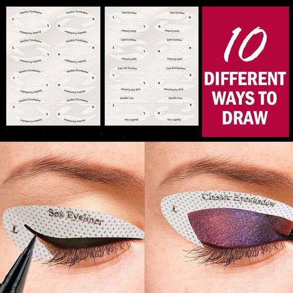 Cajas de almacenamiento Contenedores Delineador de ojos rápido Plantillas de sombra de ojos Pegatinas Plantilla de maquillaje de ojos 4 piezas Almacenamiento de almacenamiento