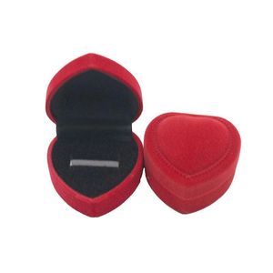 Boîtes De Rangement Bacs Rouge Amour Coeur Boîte À Bijoux Anneau De Flanelle Caisse D'emballage Célébration Fournitures Oreille Goujons Cadeau Conteneur Dhlhe