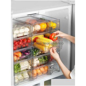 Opbergdozen bakken koelkast organizer Clear Fruit Food Jars Box met handgreep voor ZER Cabinet Kitchen Accessories Organisatie X DH3IW