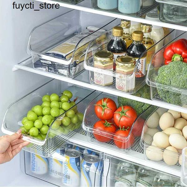 Boîtes de rangement Bacs Réfrigérateur Organisateur de l'organisation de l'alimentation Boîte de rangement transparent congélateur transparent congélateur Armoire de rangement Organisateur de cuisine S24513