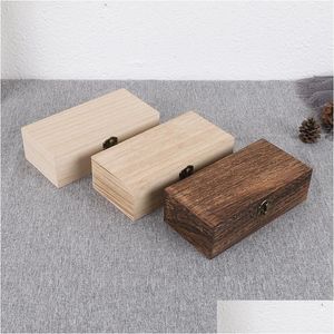 Opbergdozen Bins Retro Jewelry Box Organisator Desktop Natuurlijk Wood Clamshell Case Home Decoratie Handgemaakte houten geschenk LX4905 DH9MT