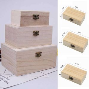 Opbergdozen bakken s/m/l houten opbergdoos gewoon hout met deksel multifunction square scharnierende ambachtelijke geschenkdozen voor woningvoorziening opslagdecoratie p230324