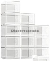 Boîtes de rangement Colgères Chaussure Clear Plastic Organisateur empilable pour placard Plimable Chaussures Conteneurs Trop Drop Livrot Home Garden H1878422