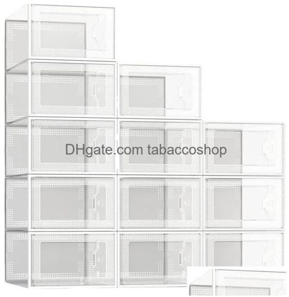 Boîtes de rangement Colgères Chaussure Clear Plastic Organisateur empilable pour placard Plimable Chaussures Conteneurs Holdants Drop Livrot Home Garden H8874351