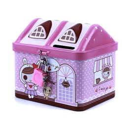 Opbergdozen Bakken Klein huis Leuke Piggy Bank Money Box Tinplate Saving Cadeau voor kinderen S 230320