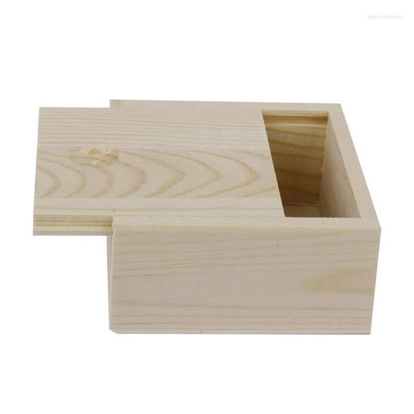 Cajas de almacenamiento Bins Caja de cajas de madera de liso pequeña para joyería Gadgets Regalo de madera