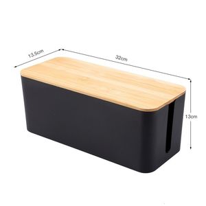 Boîtes de rangement Bacs Socket Boîte de rangement anti-poussière de haute qualité Imitation Teck Couverture Gestionnaire de câbles Hub d'ordinateur Plug in Storage Box 1PC 230505