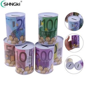Opbergdozen Binnen Square Piggy Bank Logbook -serie Tin Plate Money Saving Pot Coin Gift Home Decoratie Savings Banknote 221128