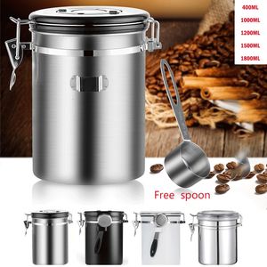 Boîtes de rangement Bacs En Acier Inoxydable Hermétique Récipient À Café Conteneur Ensemble pot Avec Scoop Pour Haricots Thé 15L 230613