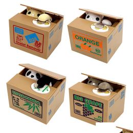 Cajas de almacenamiento Contenedores Cajas de almacenamiento Contenedores Zk30 Mated Panda Catdog Robar Banco de monedas Caja de ahorro de dinero Huchas electrónicas Regalo para niños Hogar Dhyb9