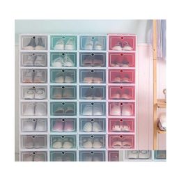 Boîtes De Rangement Bacs Épaissi Transparent Boîte À Chaussures Ménage En Plastique Artefact Simple Mtilayer Cabinet Rack Assembly Style Japonais Dhnsx