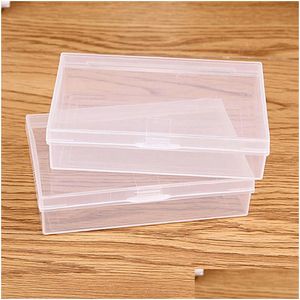 Boîtes de rangement Bacs Boîte en plastique transparente Clear Square Bijoux Carte de visite 9.2x6x2cm LX2821 Drop Livraison Home Garden Housekee Dhhcd