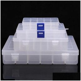 Opbergdozen Bakken Transparant Plastic Sieraden Organizer Box 10 15 24 36 Slots Containers Kralen Ring Oorbellen Drop Delivery Thuis G Ot87E