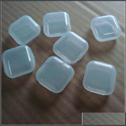 Cajas de almacenamiento Contenedores Caja cuadrada de plástico transparente Mini tapón para los oídos con caja de almacenamiento Er Hogar portátil El 3.5X3.5X1.7Cm Cajas 0 08Yd G2 D Dhrow