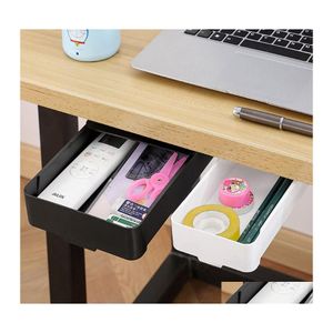 Opbergdozen bakken onder bureau der organizer onzichtbare doos zelfklevende stationaire container slaapkamer dubbele make -up houder drop del dhlzy