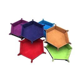 Boîtes de rangement Bacs UPS PORTABLE DICE PADDER PLACKLABLE PU CUIR PU CHEMINE HEXAGONNELLE CHOLES VENDRE 7.9 DROP DIVRATION HOME GARDIN