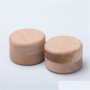 Boîtes de rangement Bacs Vintage rond en bois boîte de rangement de bijoux boîte à bijoux bague boucles d'oreilles conteneur créatif bois livraison directe maison Gard Otcwz