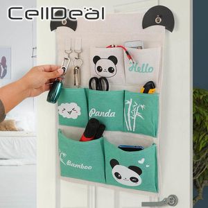 Boîtes de rangement Bacs Sac suspendu mural Coton Lin Articles divers Sous-vêtements pliants Chaussettes Jouets Clé Sacs de tri Chambre Placard Organisateur