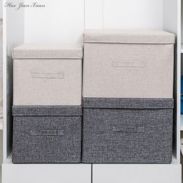 Boîtes de rangement Bacs Boîte de rangement en tissu coton de coton lavable