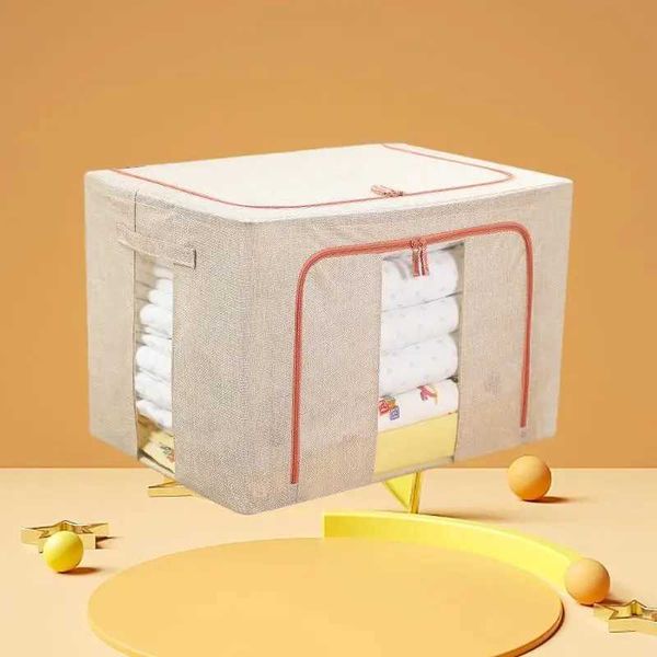 Cajas de almacenamiento Bins Cajas de almacenamiento de tela plegable de algodón y lino de algodón y lino: la mejor solución de ahorro de espacio para la organización Q240506