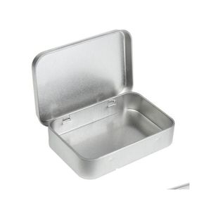 Boîtes de rangement Bacs Kit de survie en gros Tin Higen Couvercle Petit Vide Sier Boîte de rangement en métal Organisateur pour argent Coin Candy Keys Dhwah