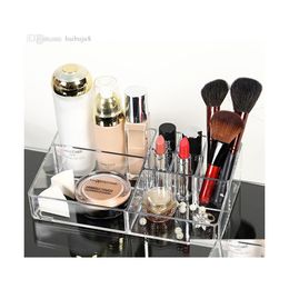 Cajas de almacenamiento Contenedores Wholesaleacrylic Cosmetic Organizer Clear Makeup Jewelry Display Box Acrílico Case Stand Rack Holder Drop Delive Dhk7V