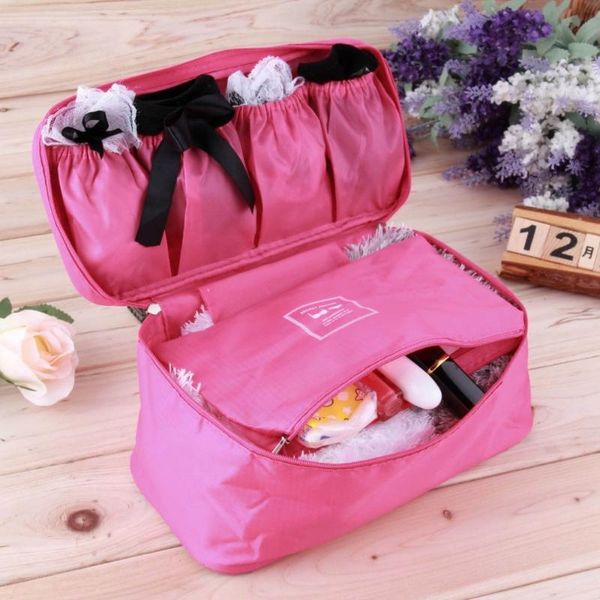 Cajas de almacenamiento Contenedores Mujer Chica Señora Bolsa de cosméticos Organizador de maquillaje coreano Ropa interior Sujetador Bolsas de maquillaje Bolsos de viaje