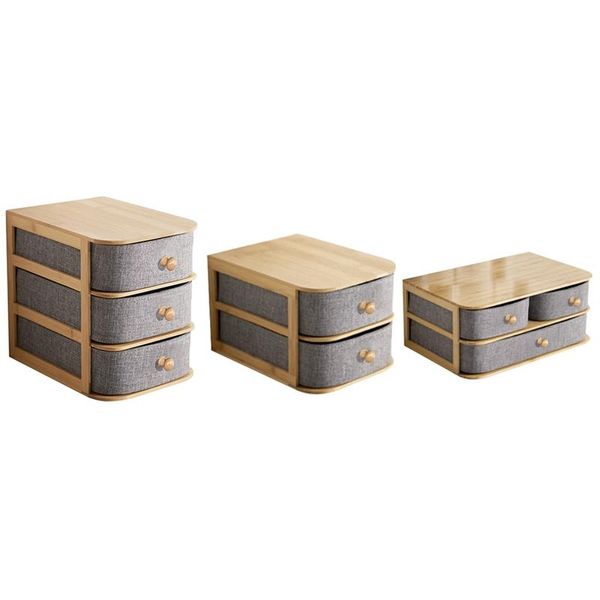 Boîtes de rangement bacs boîte en bois organisateur cosmétique tissu de bambou cercueil de bureau conteneur de maquillage organisateur à domicile