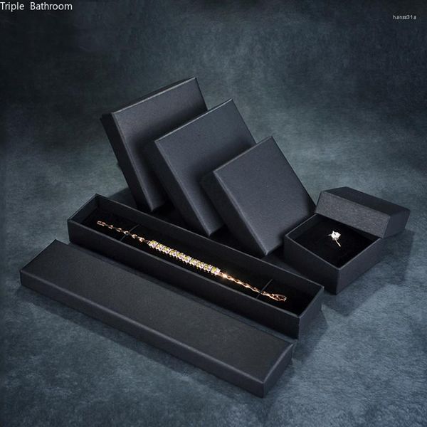 Boîtes de rangement noir blanc bijoux organisateur anneau Bracelet collecter vitrine boucle d'oreille goujon boîte d'affichage anti-poussière chambre