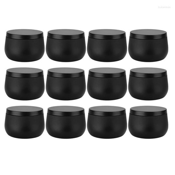 Boites De Rangement BMDT-12 PCS Bougie Tin 8 Oz Bocaux Vides Avec Couvercles Pour Faire Des Bougies En Vrac Artisanat Et Cadeaux Noir