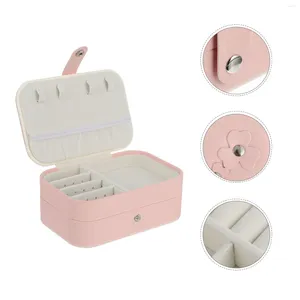 Cajas de almacenamiento Caja Joyería Joyería Regalo de viaje Vitrina Organizador Collar Pendiente Mini Maquillaje para mujeres personalizadas Pulsera de PU