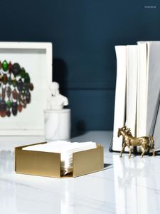 Boîtes de rangement Boîte de tissus en laiton Nordic Gold Paper Restaurant Modèle Salle Soft