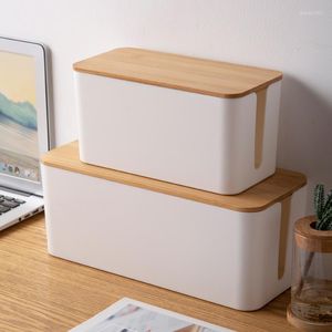 Opslagboxen kabelbox socket organizer zwart witte koord nette netwerklijncontainer opladerbeheer