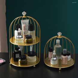 Boîtes de rangement Chic Makeup Organizer Handle Design Rack Rack Anti-Slip Metal Balls Hollow Elegant Elegant Cosmetic