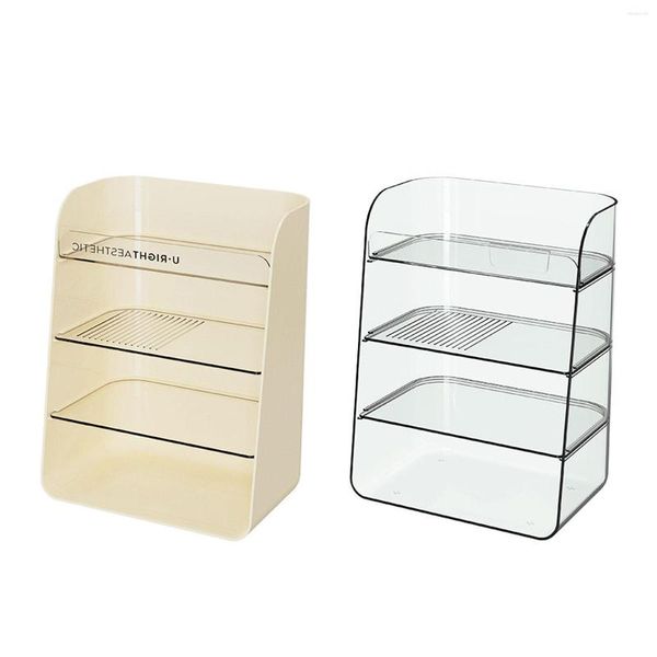 Cajas de almacenamiento, contenedor de cosméticos de plástico transparente, caja organizadora multifuncional para cajón de escritorio y baño