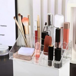 Boîtes de rangement Conteneur Organisateur de maquillage durable avec grilles Boîte cosmétique pour le rouge à lèvres Eyeliner Brosses Stand Clear