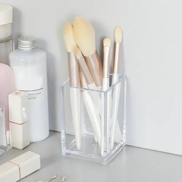 Cajas de almacenamiento Contenedor de maquillaje de maquillaje Organizador para soporte Hacer cosméticos Cepillo acrílico de plástico cosmético