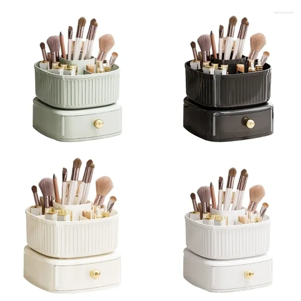 Boîtes de rangement pratiques organisateur de maquillage rotatif grande capacité cosmétiques avec tiroirs vitrines boîte à bijoux